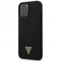 Guess Silicone Metal Triangle кейс за iPhone 12 Pro Max - черен