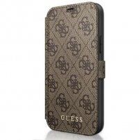 Guess 4G Book флип калъф за iPhone 12 / 12 Pro - кафяв