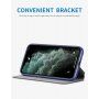 X-Level кожен флип калъф със стойка за iPhone 12 Pro Max - синьо