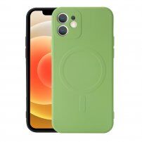 Силиконов кейс с магнитен кръг за iPhone 12 - светлозелен