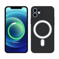 Силиконов кейс с магнитен кръг за iPhone 11 - черен