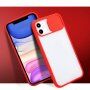 Полупрозрачен кейс с подвижен кейс на лещата на фотоапарата за iPhone 11 - син