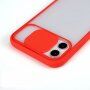 Полупрозрачен кейс с подвижен кейс на лещата на фотоапарата за iPhone 11 Pro Max - син