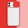Полупрозрачен кейс с подвижен кейс на лещата на фотоапарата за iPhone 11 Pro Max - червен