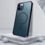 Мек прозрачен кейс с магнитен кръг и цветна рамка за iPhone 12 Pro Max - черен