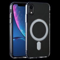 Кейс от твърда пластмаса с магнитен кръг за iPhone XR - прозрачно