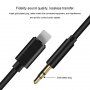 Свързващ кабел AUX с конектори lightning 8-pin / 3,5mm жак за iPhone / iPad - 1 m - черен