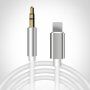 Свързващ кабел AUX с конектори lightning 8-pin / 3,5mm жак за iPhone / iPad - 1 m - бял