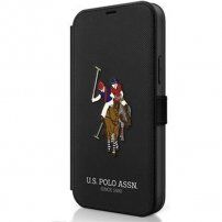 U.S. Polo Embroidery флип калъф за iPhone 12 / 12 Pro - черно