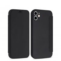 Силиконов флип калъф с джоб за карта за iPhone 11 - черно