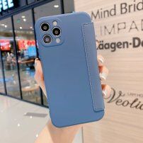 Калъф тип портмоне от силикон и PU кожа за iPhone 12 Pro Max - синьо