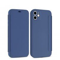Силиконов флип калъф с джоб за карта за iPhone 11 Pro Max - синьо
