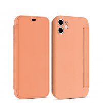 Силиконов флип калъф с джоб за карта за iPhone 11 Pro Max - оранжево