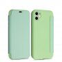 Силиконов флип калъф с джоб за карта за iPhone 11 Pro Max - зелено