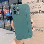 Калъф тип портмоне от силикон и PU кожа за iPhone 12 Pro - тъмнозелен
