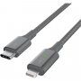 Belkin Boost Charge LED кабел с оплетка с конектори USB-C / Lightning - 1,2m - сребърен
