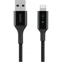BELKIN Boost Charge LED cплетен кабел за пренос на данни и зареждане USB-A 2.0 / Lightning за iPhone / iPad / iPod / AirPods - 1,2 m - черен