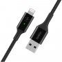 BELKIN Boost Charge LED cплетен кабел за пренос на данни и зареждане USB-A 2.0 / Lightning за iPhone / iPad / iPod / AirPods - 1,2 m - черен
