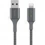 BELKIN Boost Charge LED cплетен кабел за пренос на данни и зареждане USB-A 2.0 / Lightning за iPhone / iPad / iPod / AirPods - 1,2 m - сребърен