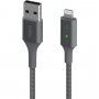 BELKIN Boost Charge LED cплетен кабел за пренос на данни и зареждане USB-A 2.0 / Lightning за iPhone / iPad / iPod / AirPods - 1,2 m - сребърен