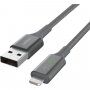 BELKIN Boost Charge LED cплетен кабел за пренос на данни и зареждане USB-A 2.0 / Lightning за iPhone / iPad / iPod / AirPods - 1,2 m - сребърен