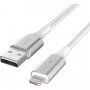 BELKIN Boost Charge LED cплетен кабел за пренос на данни и зареждане USB-A 2.0 / Lightning за iPhone / iPad / iPod / AirPods - 1,2 m - бял