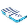 Калъф тип портмоне със стойка за Apple iPhone 5 / 5S / SE (2016) – райета и котва