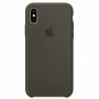 Оригинален Apple кожен калъф за iPhone X / XS - тъмно маслинен цвят