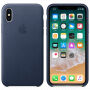 Оригинален кожен калъф за Apple iPhone XS / iPhone X - полунощно синьо