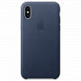 Оригинален кожен калъф за Apple iPhone XS / iPhone X - полунощно синьо