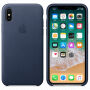 Оригинален кожен калъф за Apple iPhone XS / iPhone X - полунощно синьо