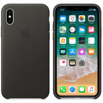 Оригинален Apple кожен калъф за iPhone X / XS - сив като въглен