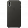 Оригинален Apple кожен калъф за iPhone X / XS - сив като въглен