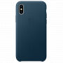 Оригинален кожен калъф за Apple iPhone XS / iPhone X - космично синьо