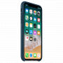 Оригинален кожен калъф за Apple iPhone XS / iPhone X - космично синьо