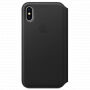 Оригинален кожен калъф Folio за Apple iPhone XS / iPhone X - черно