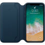 Оригинален кожен калъф Folio за Apple iPhone XS / iPhone X - космично синьо