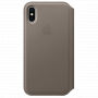 Оригинален кожен калъф Folio за Apple iPhone XS / iPhone X - цвят дим