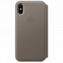 Оригинален кожен калъф Folio за Apple iPhone XS / iPhone X - цвят дим