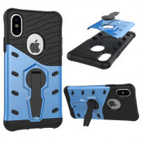 Изключително устойчив кейс със стойка за iPhone XS / iPhone X - син