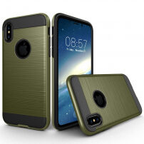 Устойчив защитен кейс за iPhone XS / iPhone X - шлифована текстура – тъмно зелен