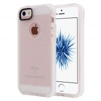 Полупрозрачен защитен кейс за iPhone 5 / 5S / SE (2016) с тъкана текстура - бял