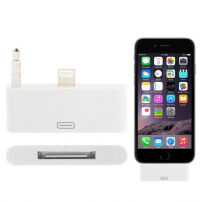 Адаптер от 30pin конектор към lightning с аудио 3,5 mm жак конектор за iPhone 6 Plus / 6S Plus - бяла