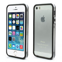 Калъф / кейс бъмпер за Apple iPhone 5 / 5S / SE (2016) – черен / прозрачен