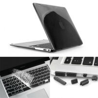 ENKAY пластмасов калъф със защита на клавишите и конекторите за MacBook Air 13" (A1237, A1304, A1369) – черен