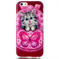 Еластичен калъф / кейс за Apple iPhone 6 / 6S - Котка с пеперуда