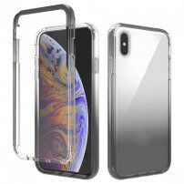 Удароустойчив двуцветен прозрачен калъф за iPhone XS Max - черно
