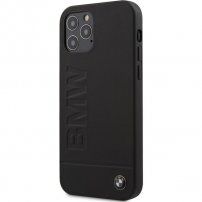 BMW Leather Hot Stamp кейс за iPhone 12/12 Pro - черен