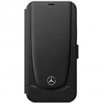 Mercedes Perforated Leather флип калъф за iPhone 12 mini - черно