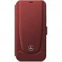 Mercedes Perforated Leather флип калъф за iPhone 12 mini - червено
